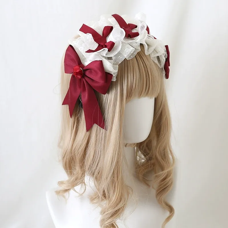 Xiaogui - Elegant Lolita Hairband Dark Red Headwear - Image 2