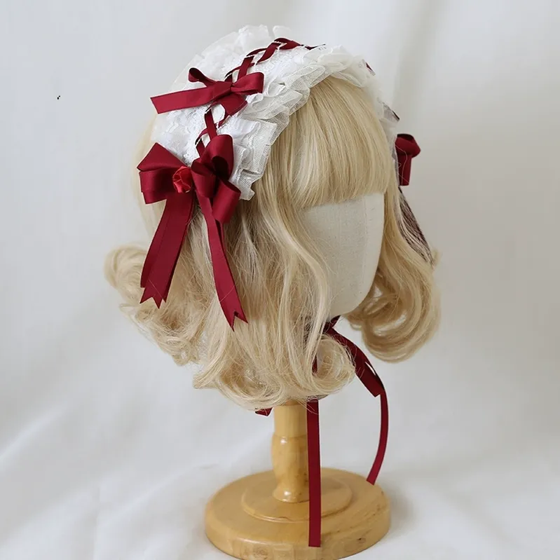 Xiaogui - Elegant Lolita Hairband Dark Red Headwear - Image 4