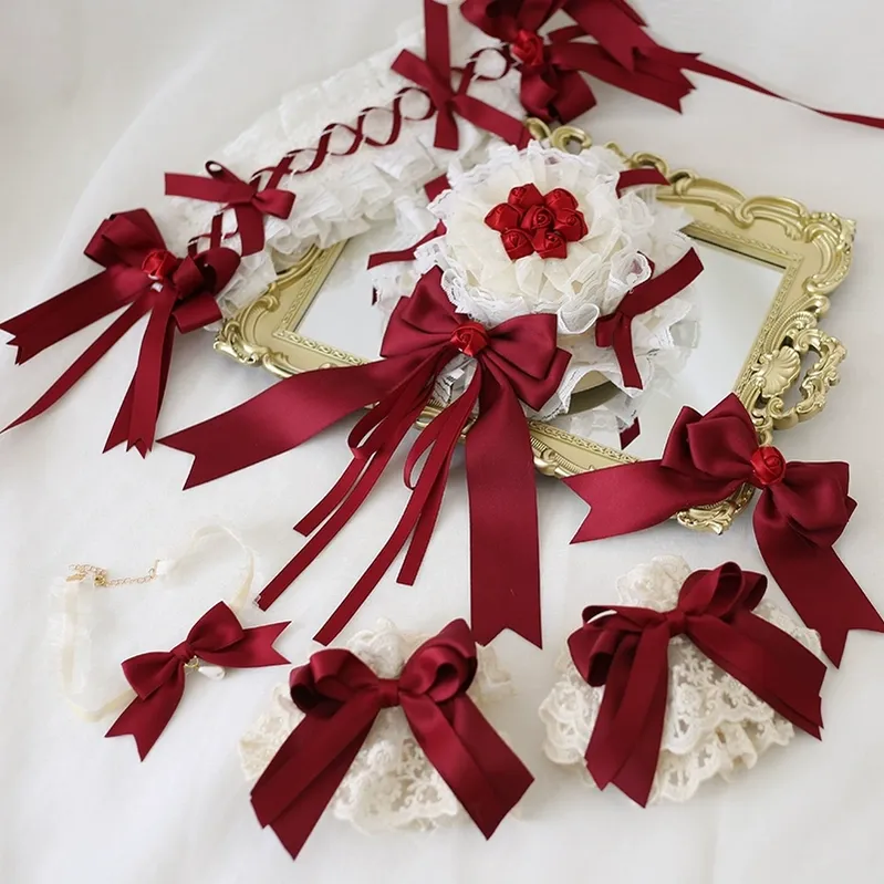 Xiaogui - Elegant Lolita Hairband Dark Red Headwear - Image 9