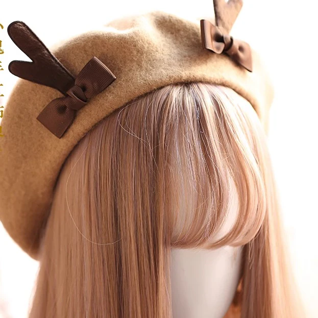 Xiaogui - Kawaii Lolita Deer Horn Beret Christmas Multicolors - Image 4