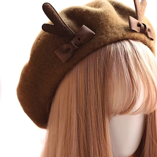 Xiaogui - Kawaii Lolita Deer Horn Beret Christmas Multicolors - Image 5