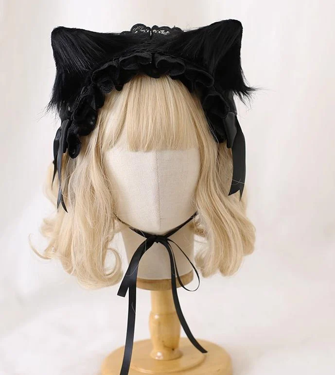 Xiaogui - Gothic Lolita Headband Cat Ear Hairpin - Image 2