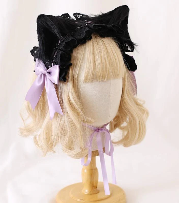 Xiaogui - Gothic Lolita Headband Cat Ear Hairpin - Image 5