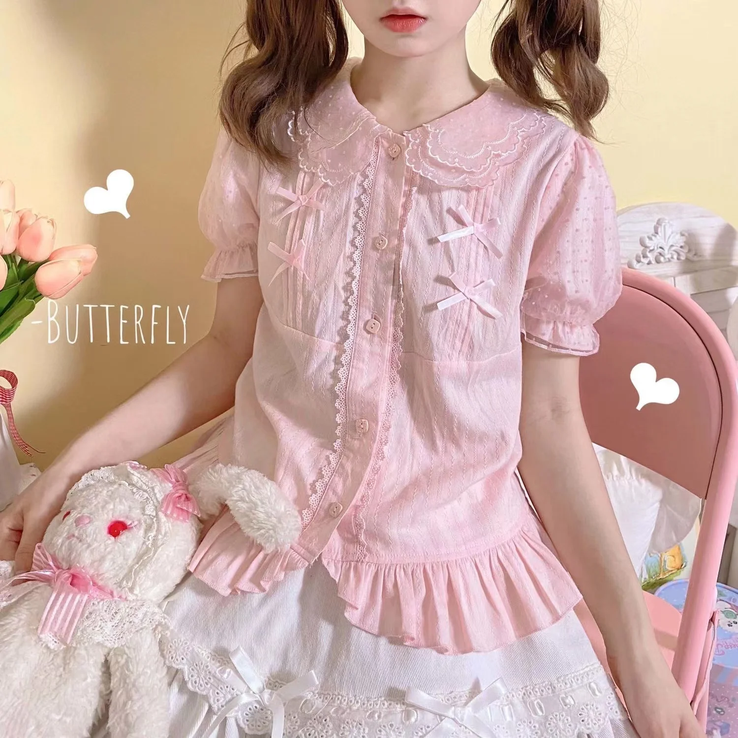 Little Fluttershy - Multi-Colored Cotton Lolita Shirt - Image 2