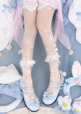 Yidhra - Nightingale and Rose - Elegant Lolita Stereo Flower Thin Tights - Image 8