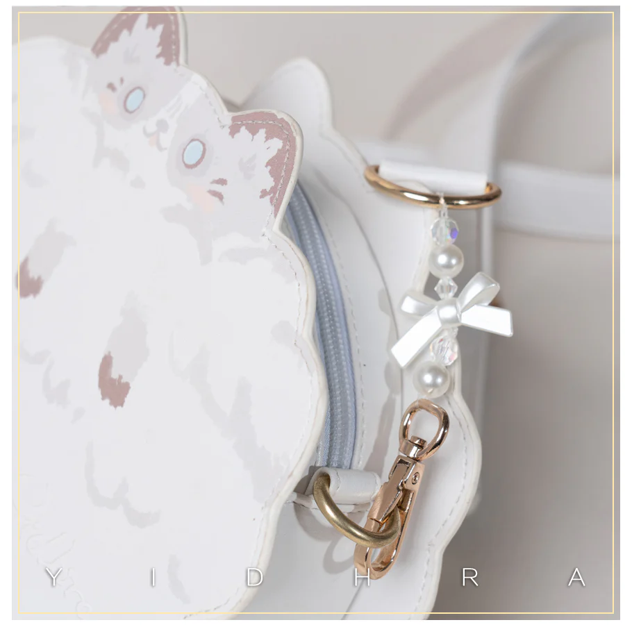 Yidhra - Printed Kawaii Cat Leather Shoulder Bag - Image 13