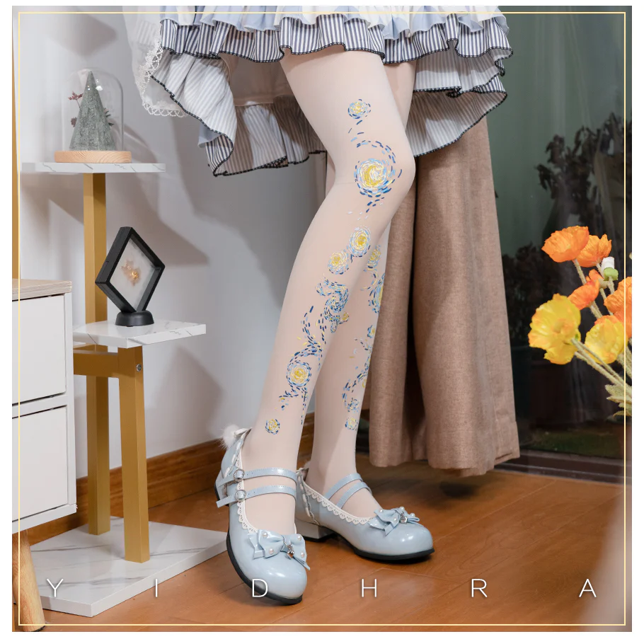Yidhra - Van Gogh · Starry Sky - Classic Printed Lolita Pantyhose - Image 10
