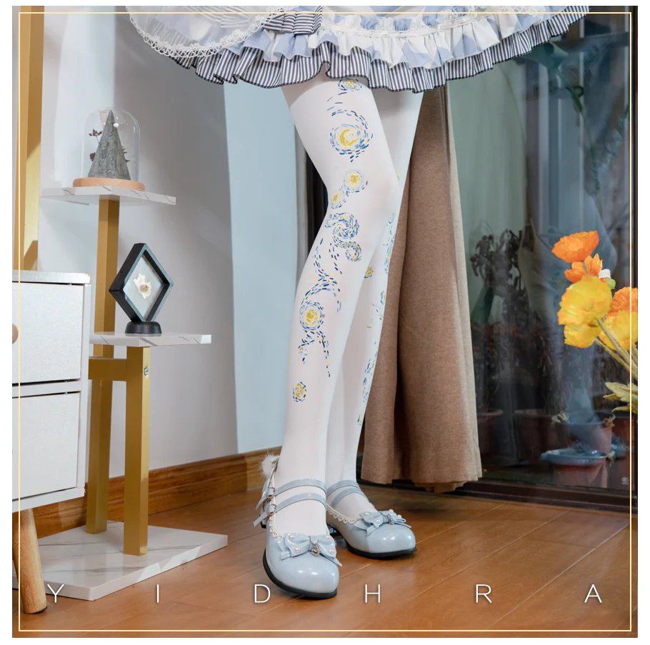 Yidhra - Van Gogh · Starry Sky - Classic Printed Lolita Pantyhose - Image 8