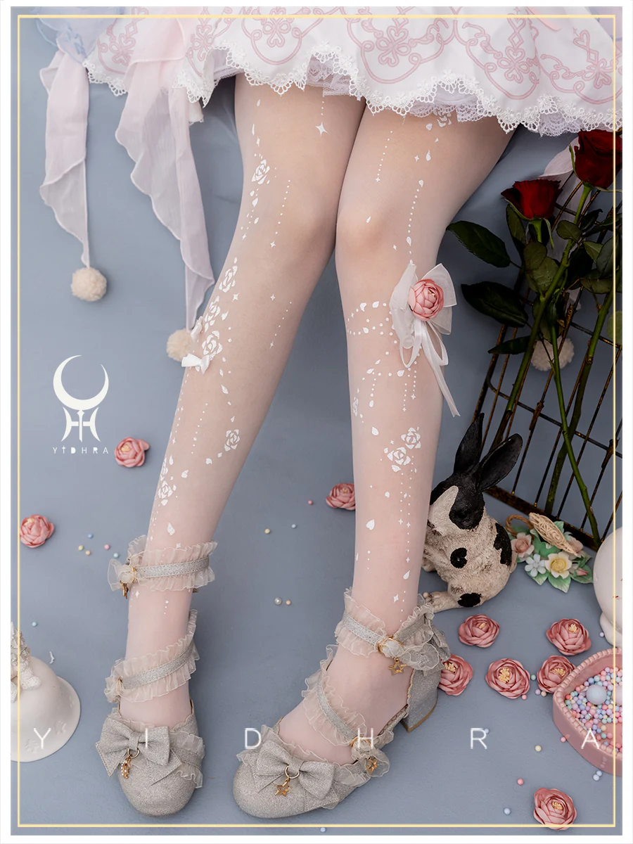 Yidhra - Star Fall Rose - Daily Lolita pantyhose Velvet Pantyhose - Image 2