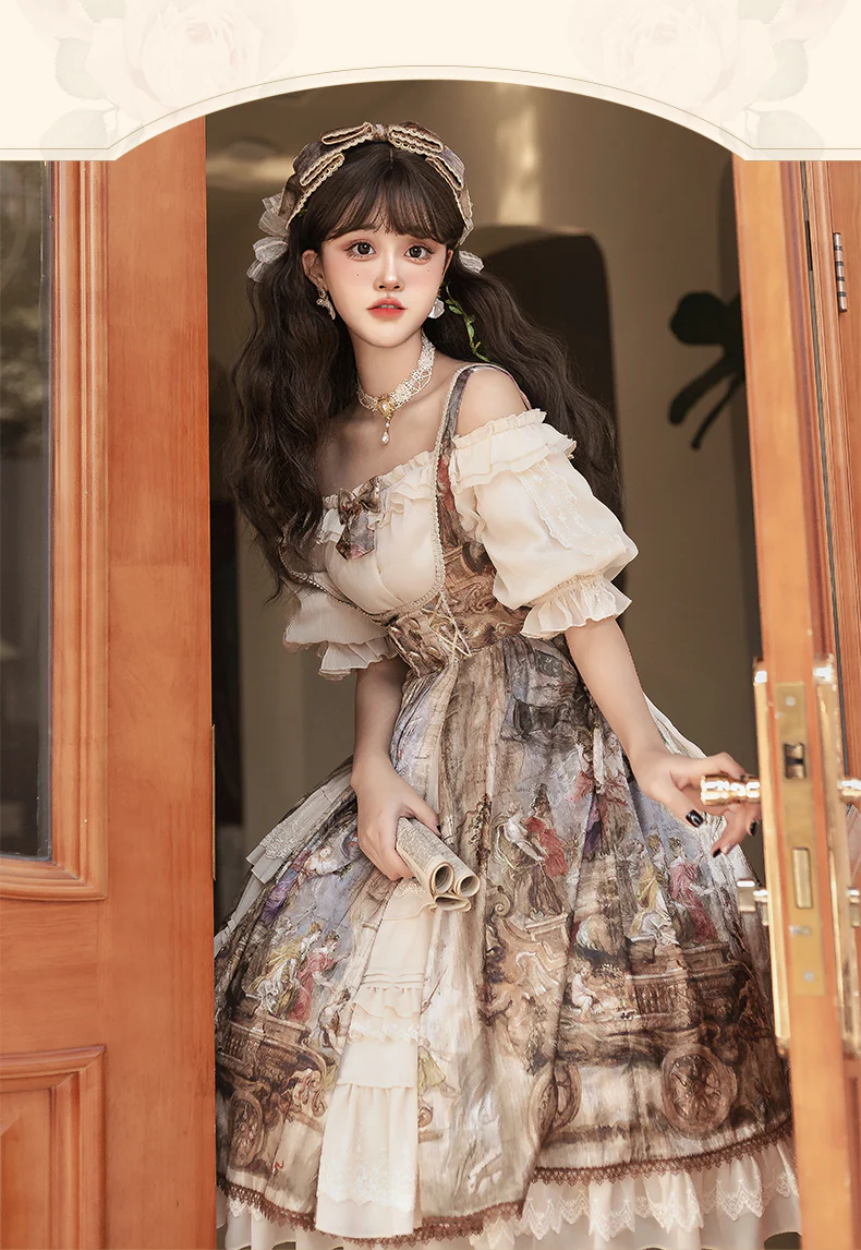 Cloria - Classic Oil Paiting Print Lolita JSK - Image 10