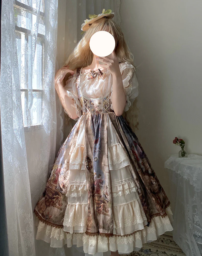 Cloria - Classic Oil Paiting Print Lolita JSK - Image 13