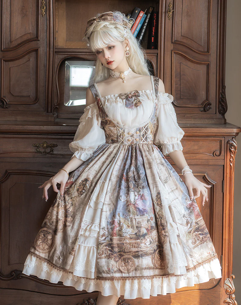 Cloria - Classic Oil Paiting Print Lolita JSK - Image 14