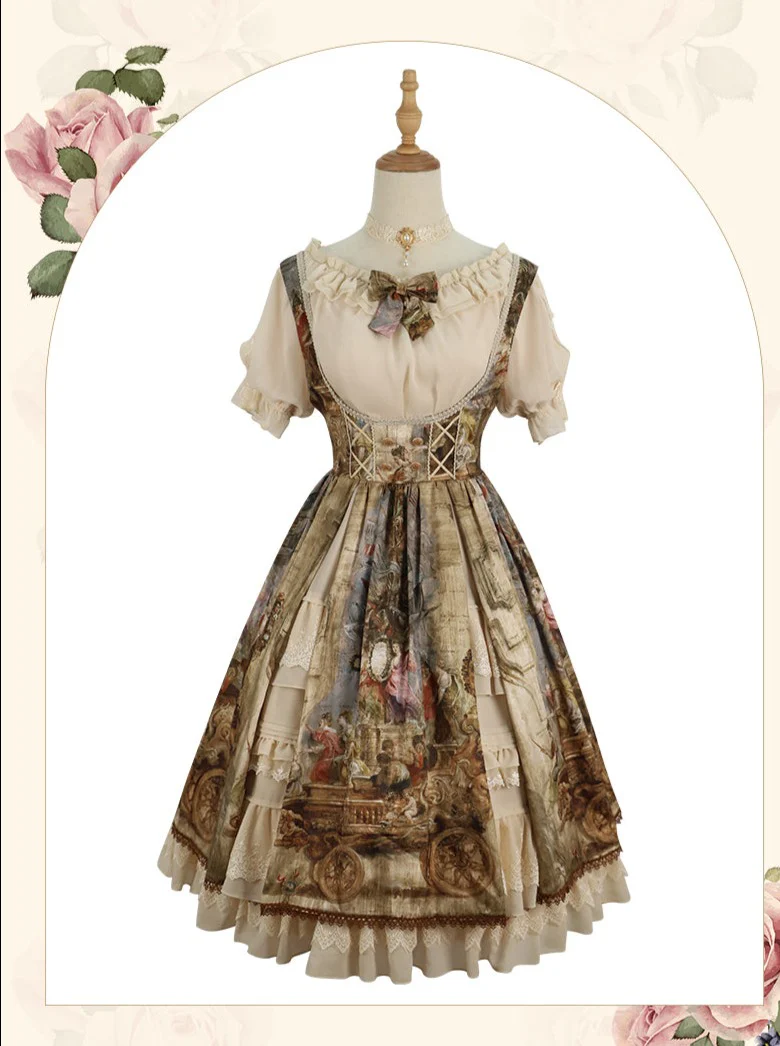Cloria - Classic Oil Paiting Print Lolita JSK - Image 16
