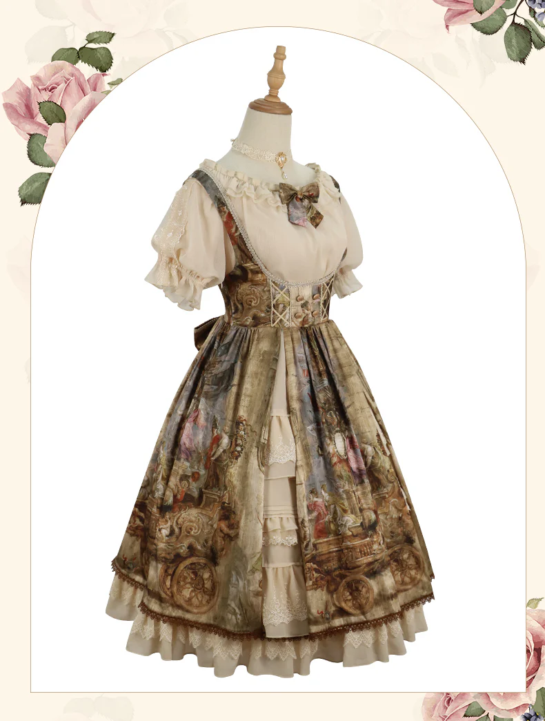 Cloria - Classic Oil Paiting Print Lolita JSK - Image 17