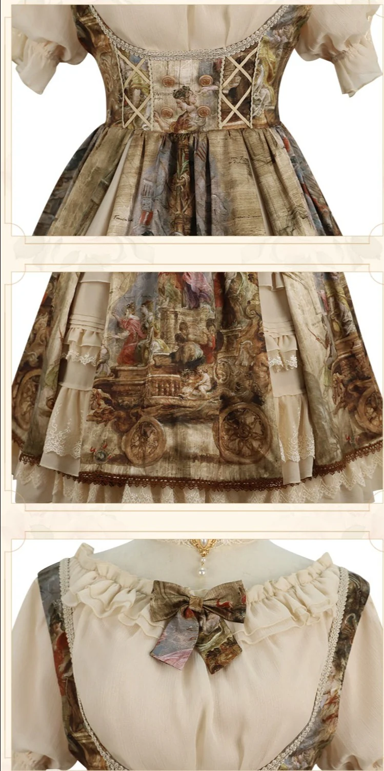 Cloria - Classic Oil Paiting Print Lolita JSK - Image 18