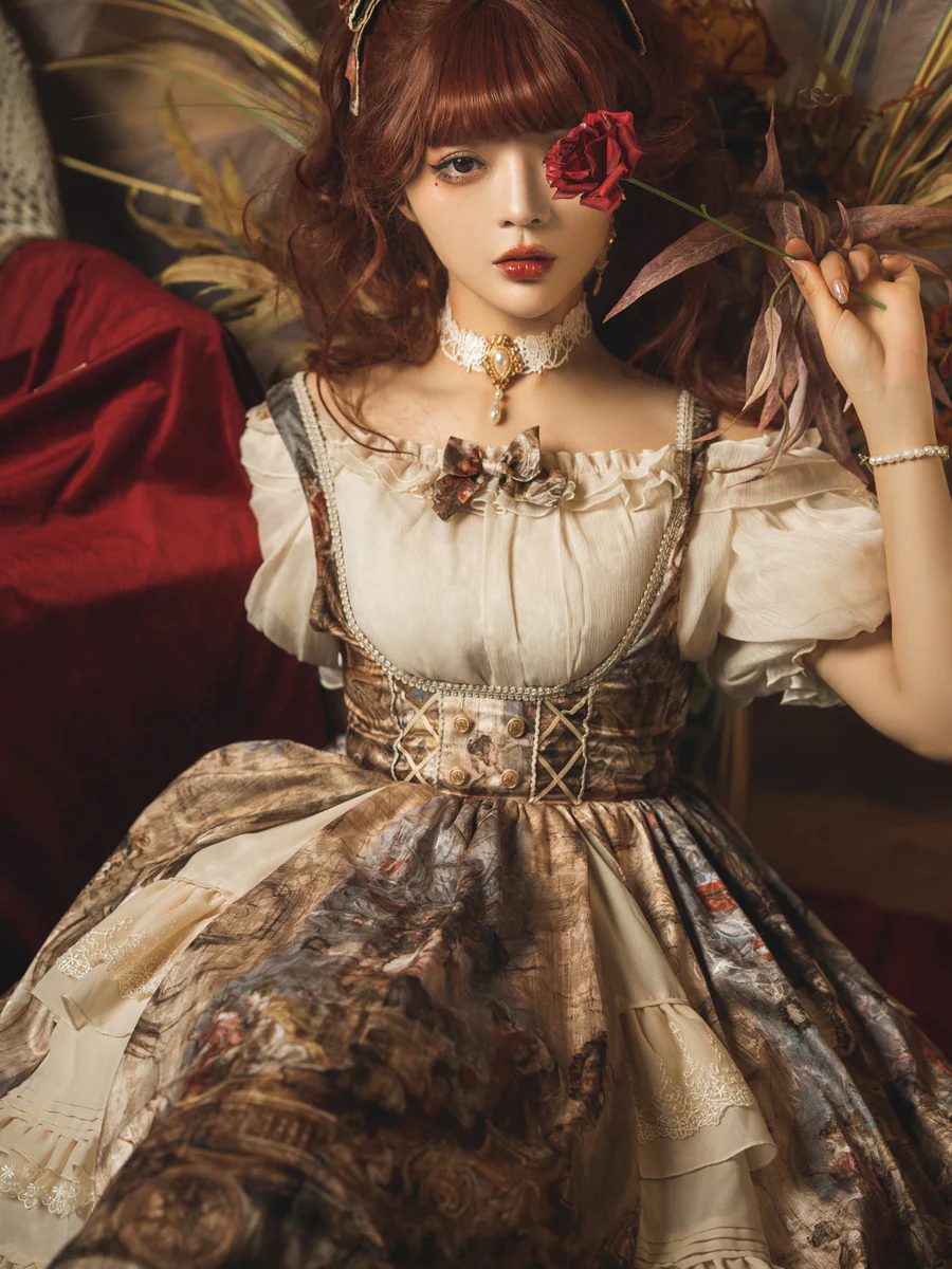 Cloria - Classic Oil Paiting Print Lolita JSK - Image 3