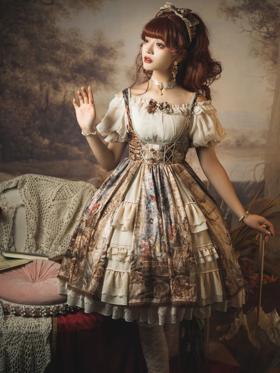 Cloria - Classic Oil Paiting Print Lolita JSK - Image 6