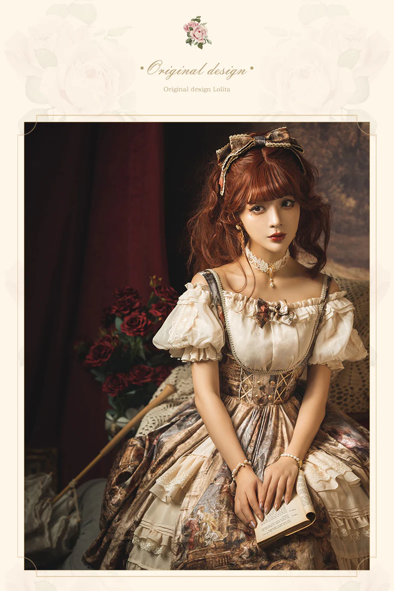 Cloria - Classic Oil Paiting Print Lolita JSK - Image 7