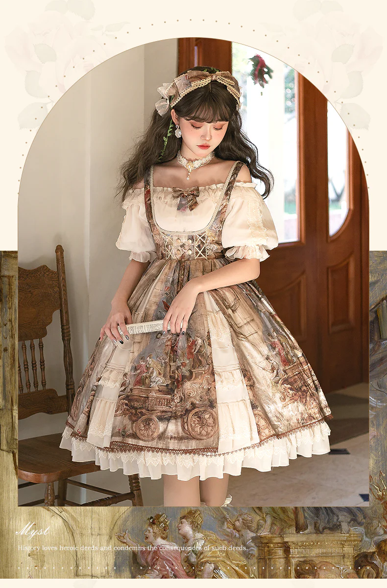Cloria - Classic Oil Paiting Print Lolita JSK - Image 9