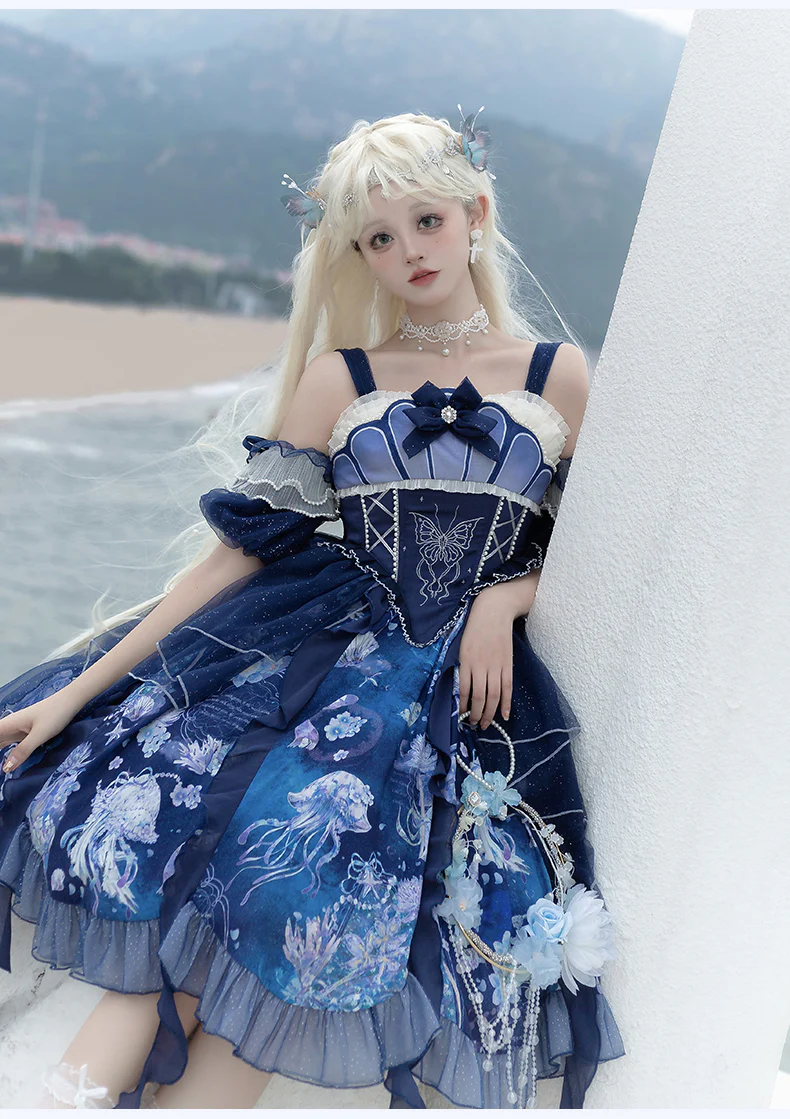 Original Elegant Lolita Blue Lolita JSK - Image 4
