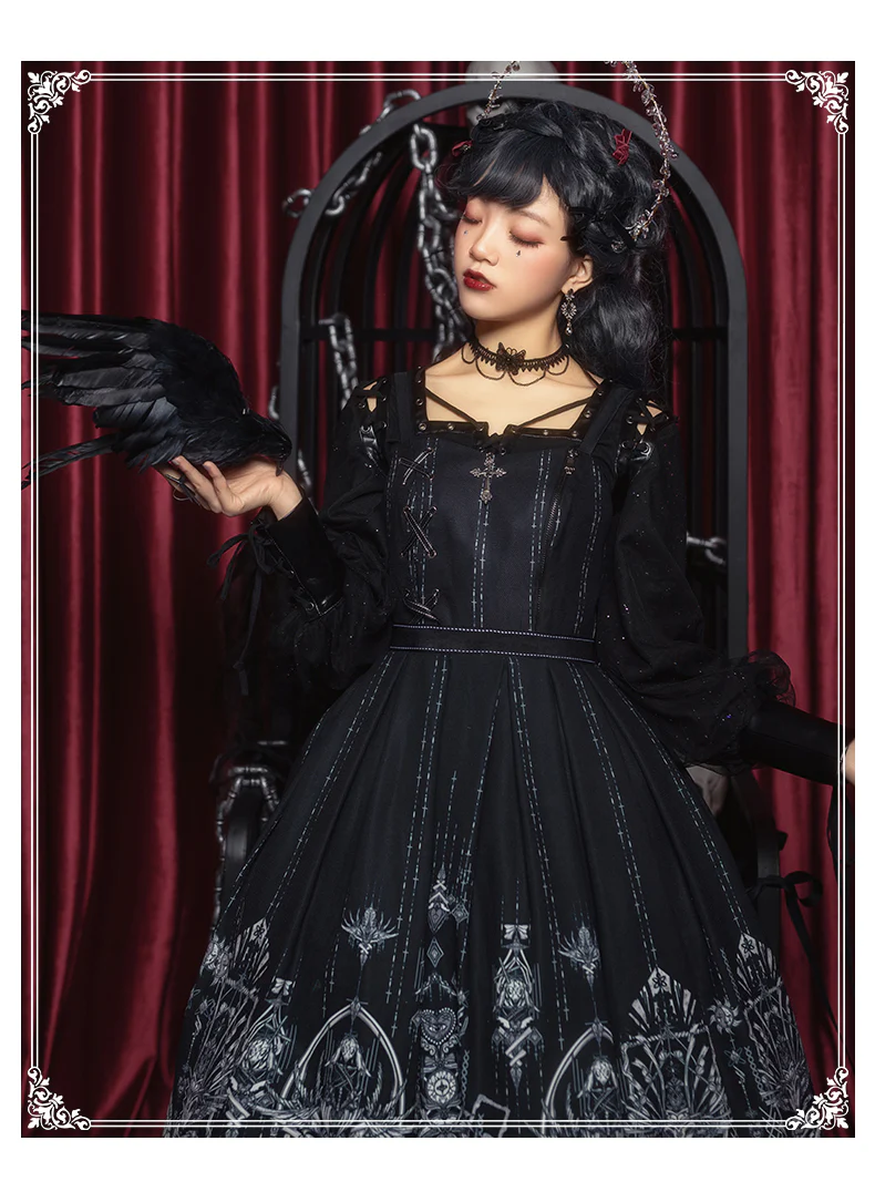 Red Heart Eyes - Retro Gothic JSK Dress - Image 9