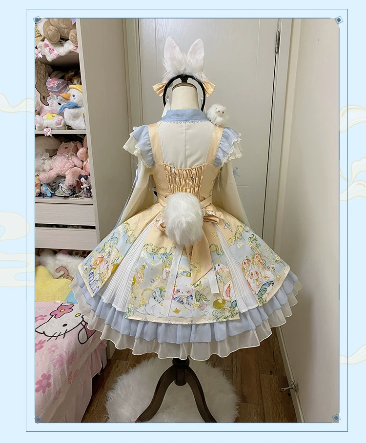 Laurel - Kawaii Han Lolita Jumper Dress Rabbit Print - Image 13