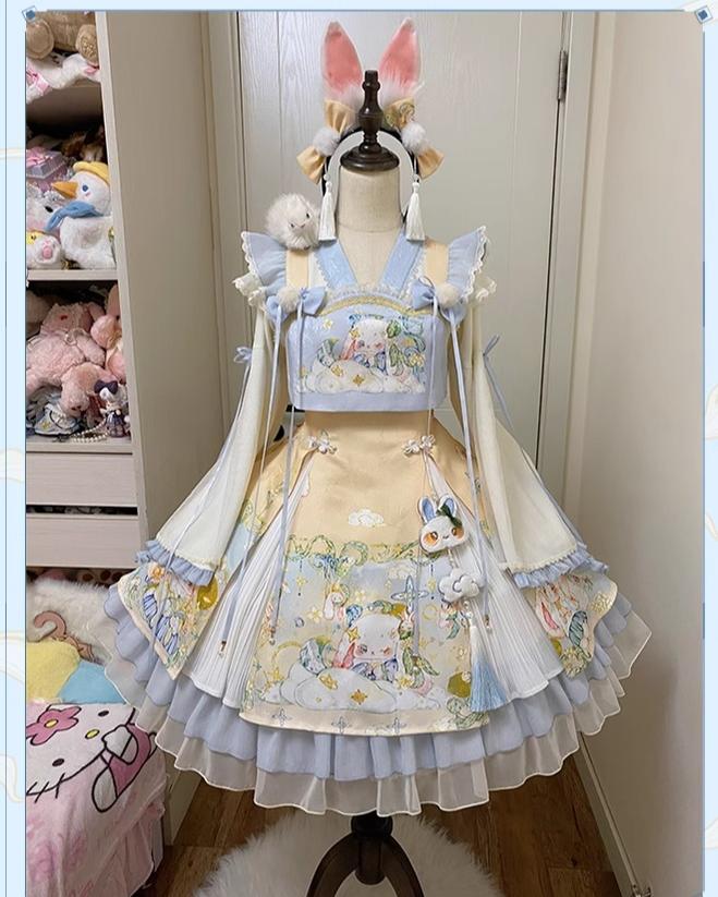 Laurel - Kawaii Han Lolita Jumper Dress Rabbit Print - Image 20