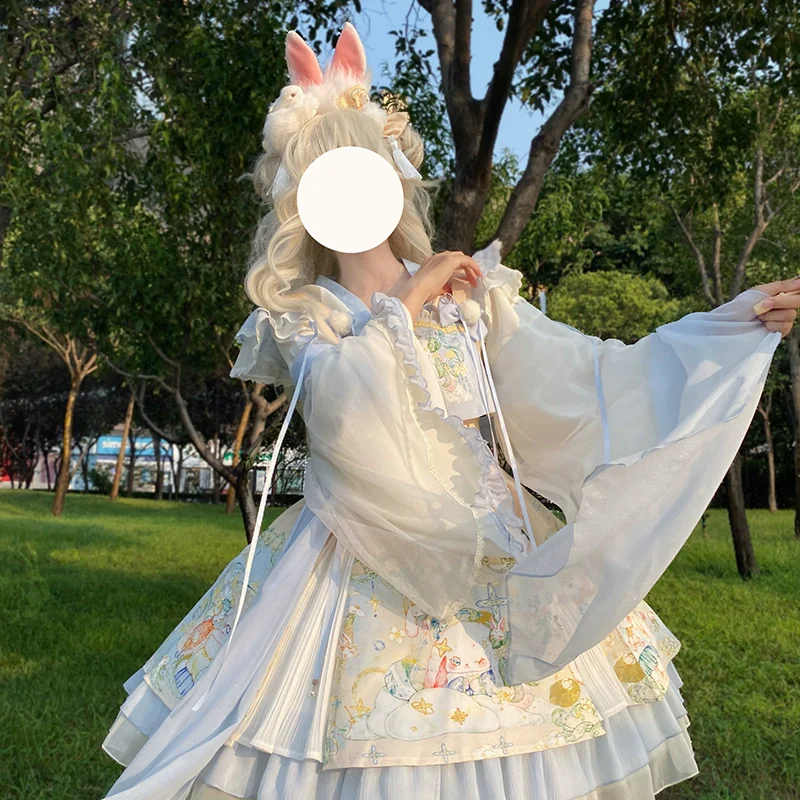 Laurel - Kawaii Han Lolita Jumper Dress Rabbit Print - Image 5