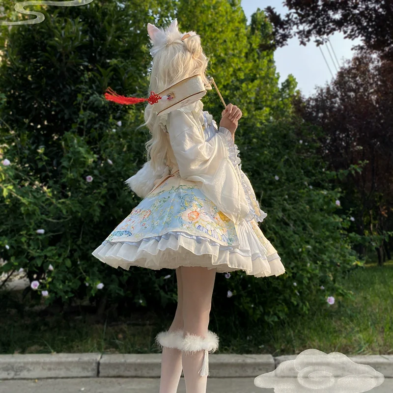Laurel - Kawaii Han Lolita Jumper Dress Rabbit Print - Image 7