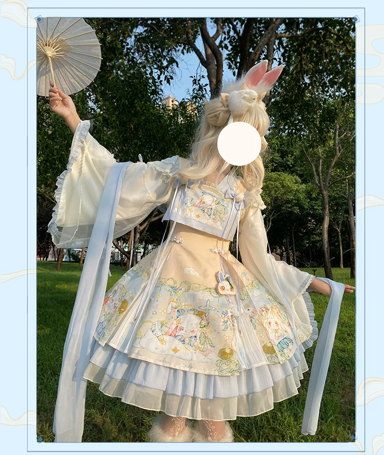 Laurel - Kawaii Han Lolita Jumper Dress Rabbit Print - Image 8