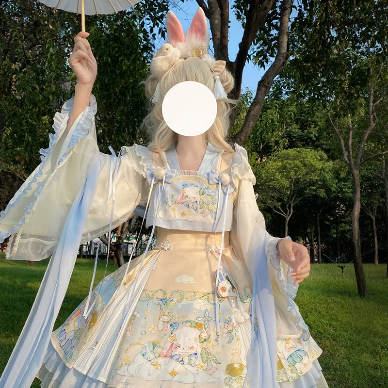 Laurel - Kawaii Han Lolita Jumper Dress Rabbit Print - Image 9