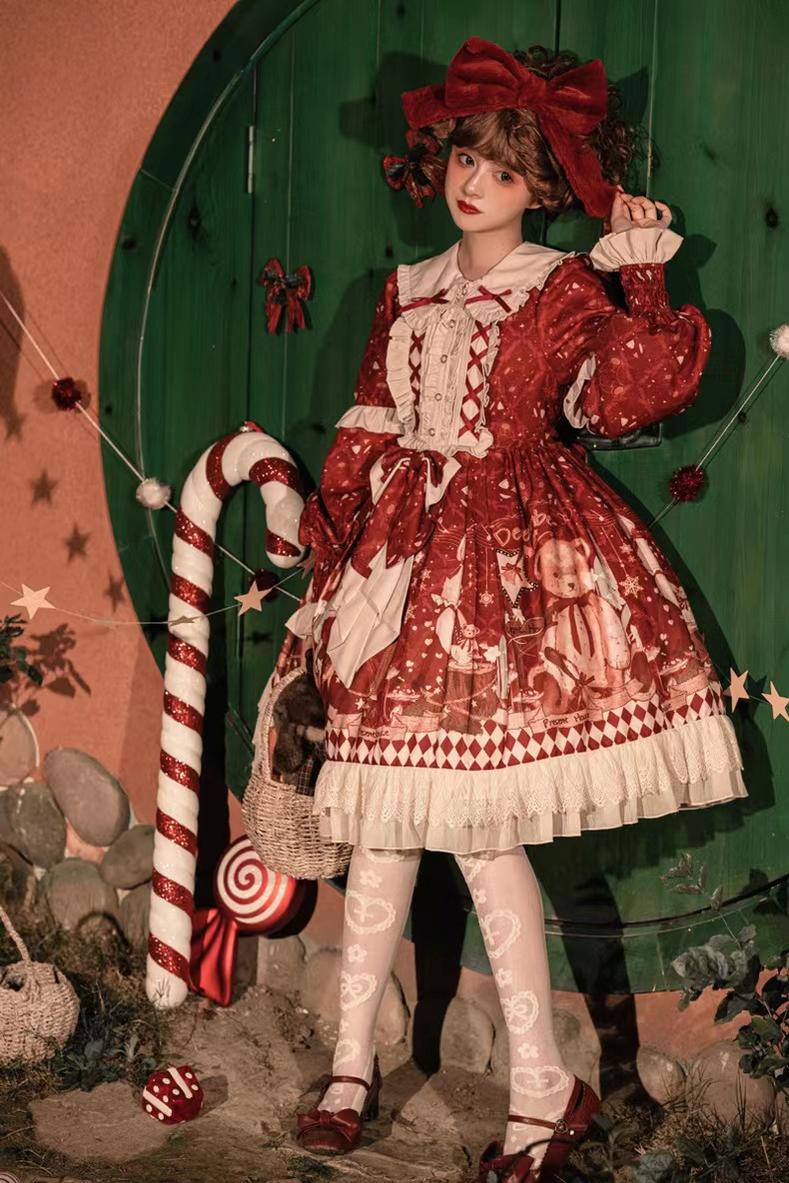 Bear Gift - Kawaii Lolita Christmas Dress and Cape - Image 11