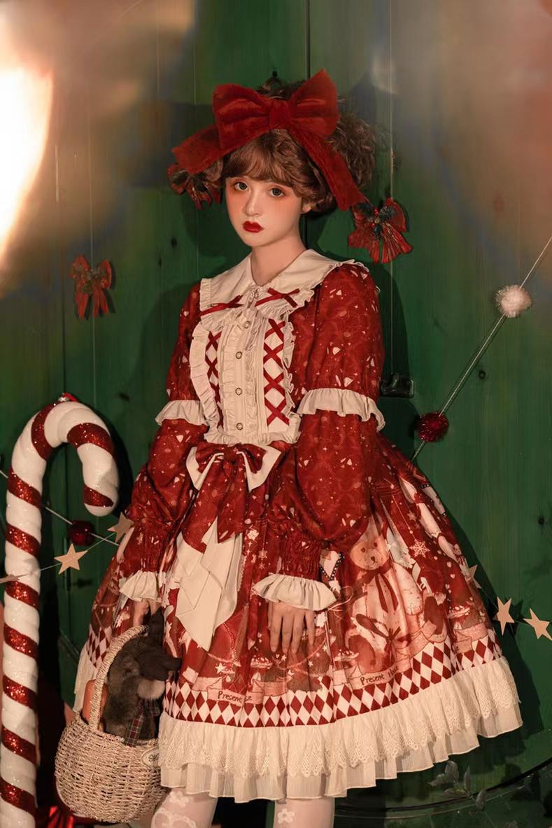 Bear Gift - Kawaii Lolita Christmas Dress and Cape - Image 12