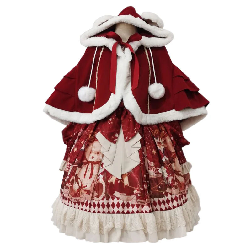 Bear Gift - Kawaii Lolita Christmas Dress and Cape - Image 13