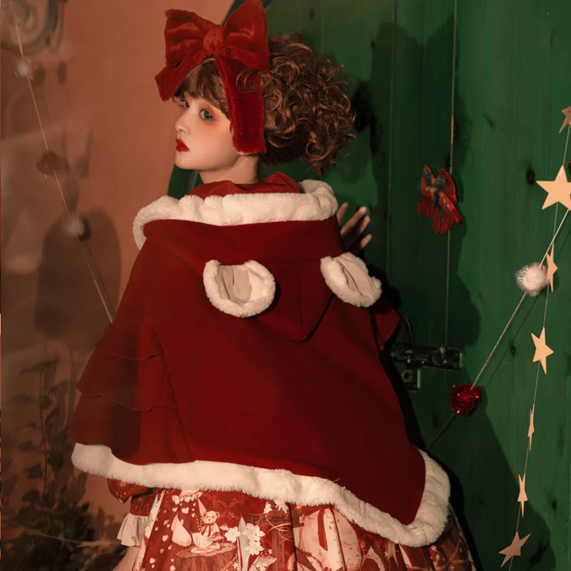Bear Gift - Kawaii Lolita Christmas Dress and Cape - Image 4