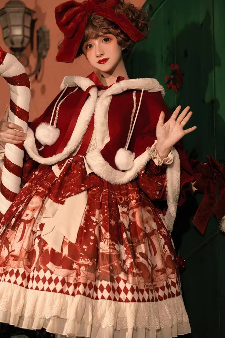 Bear Gift - Kawaii Lolita Christmas Dress and Cape - Image 6
