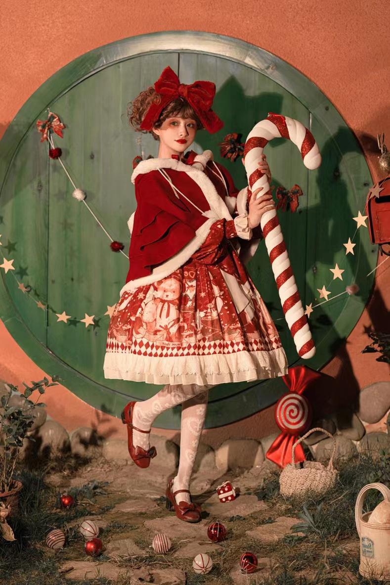 Bear Gift - Kawaii Lolita Christmas Dress and Cape - Image 8
