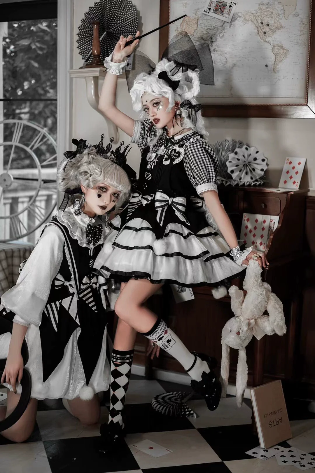 Daily Lolita Cotton Asymmetric Print Socks - Image 27