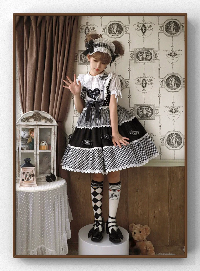 Daily Lolita Cotton Asymmetric Print Socks - Image 34