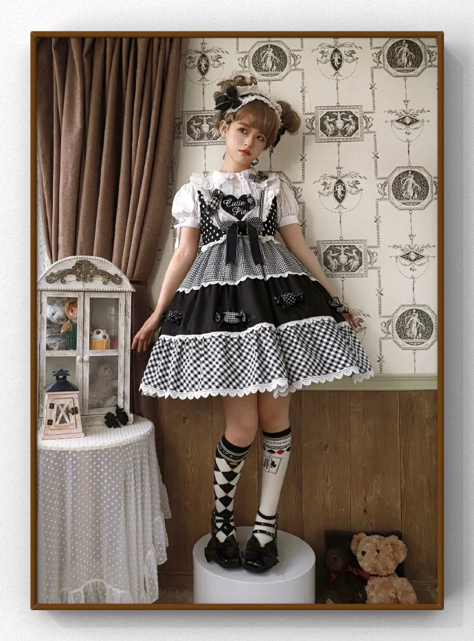 Daily Lolita Cotton Asymmetric Print Socks - Image 39