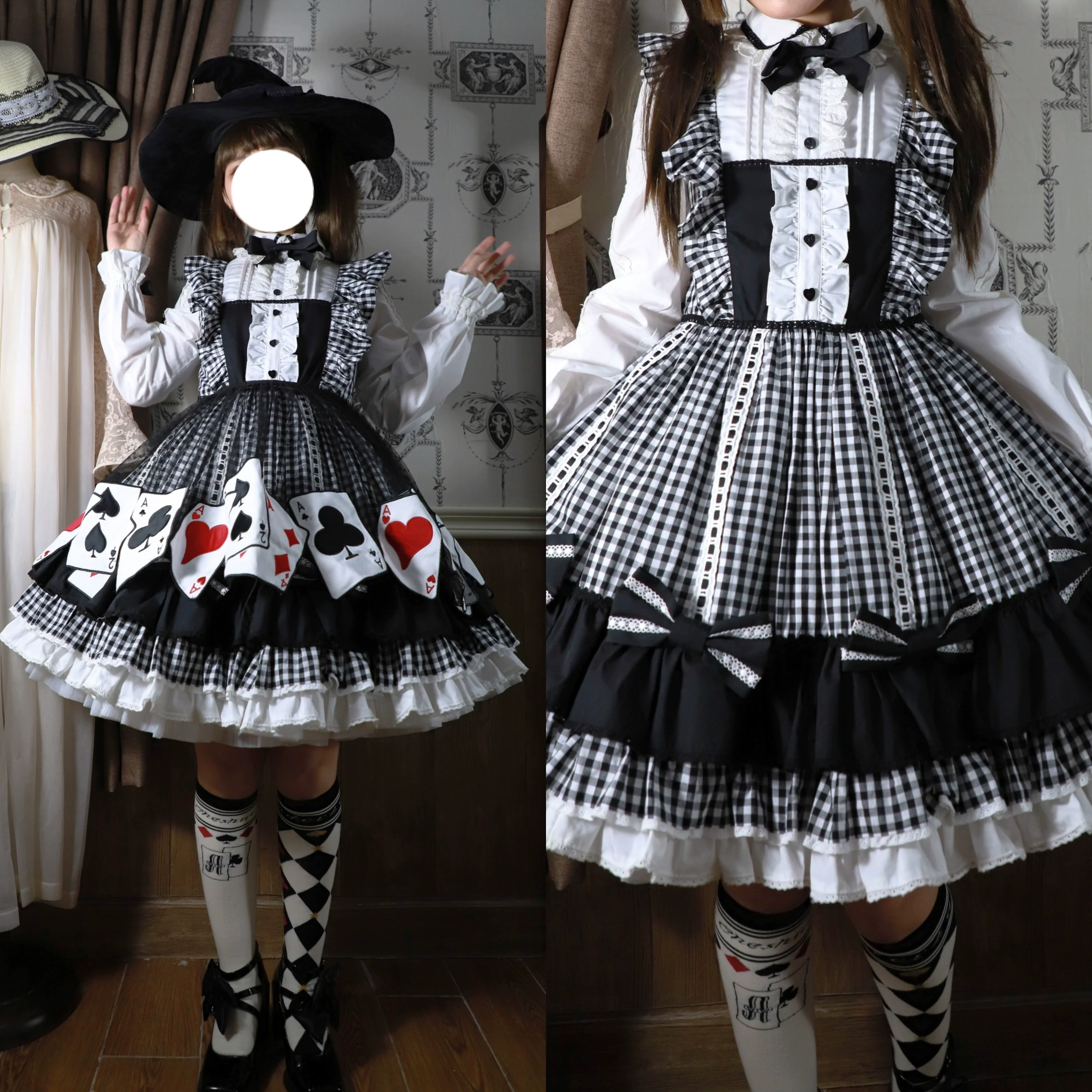 Daily Lolita Cotton Asymmetric Print Socks - Image 40