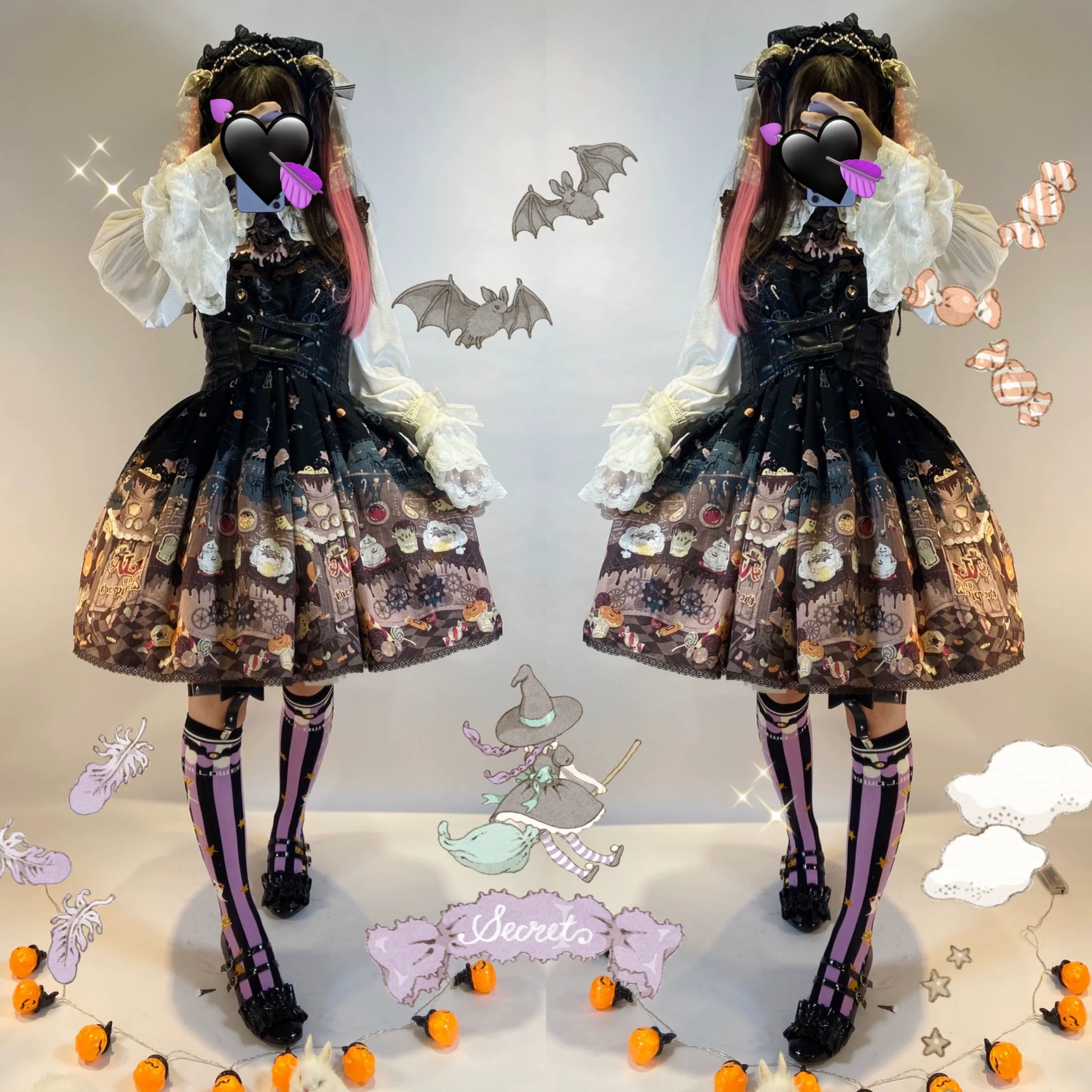 Gothic Lolita Halloween Pumpkin Bat Socks - Image 20