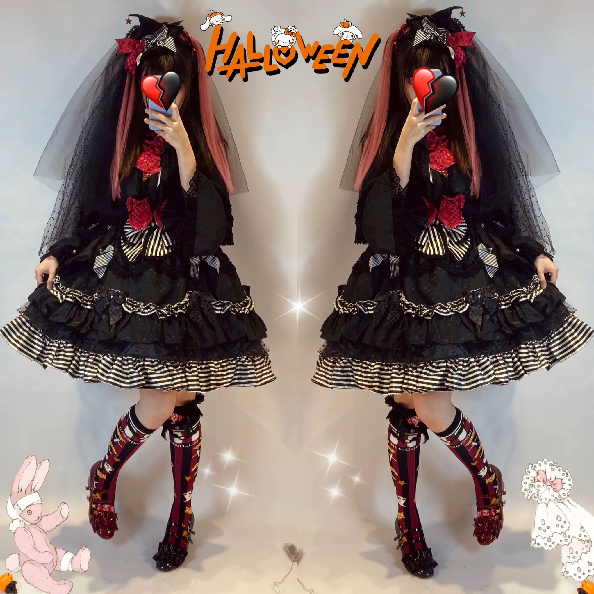 Gothic Lolita Halloween Pumpkin Bat Socks - Image 6