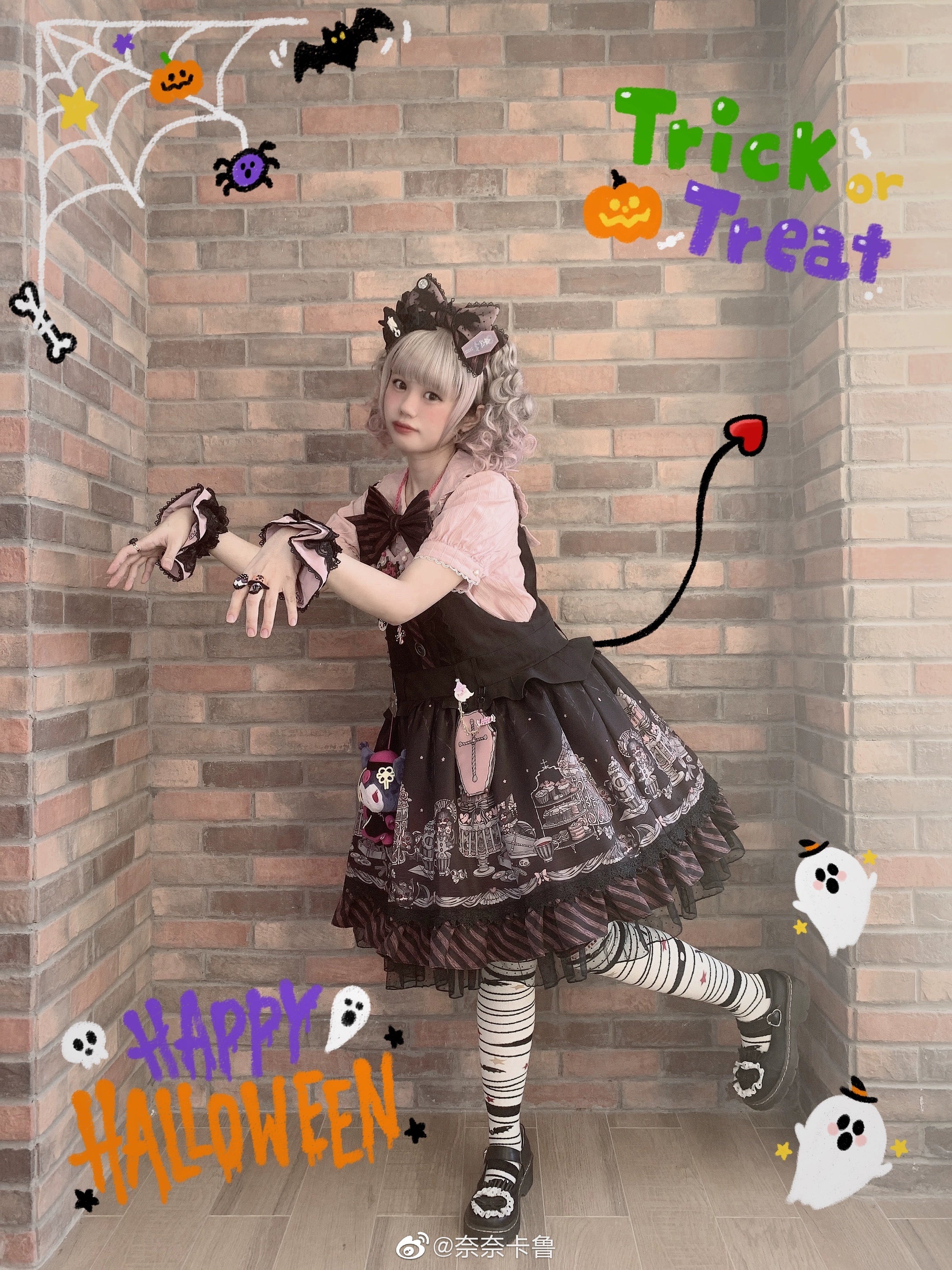 Gothic Lolita Halloween Pumpkin Bat Socks - Image 8