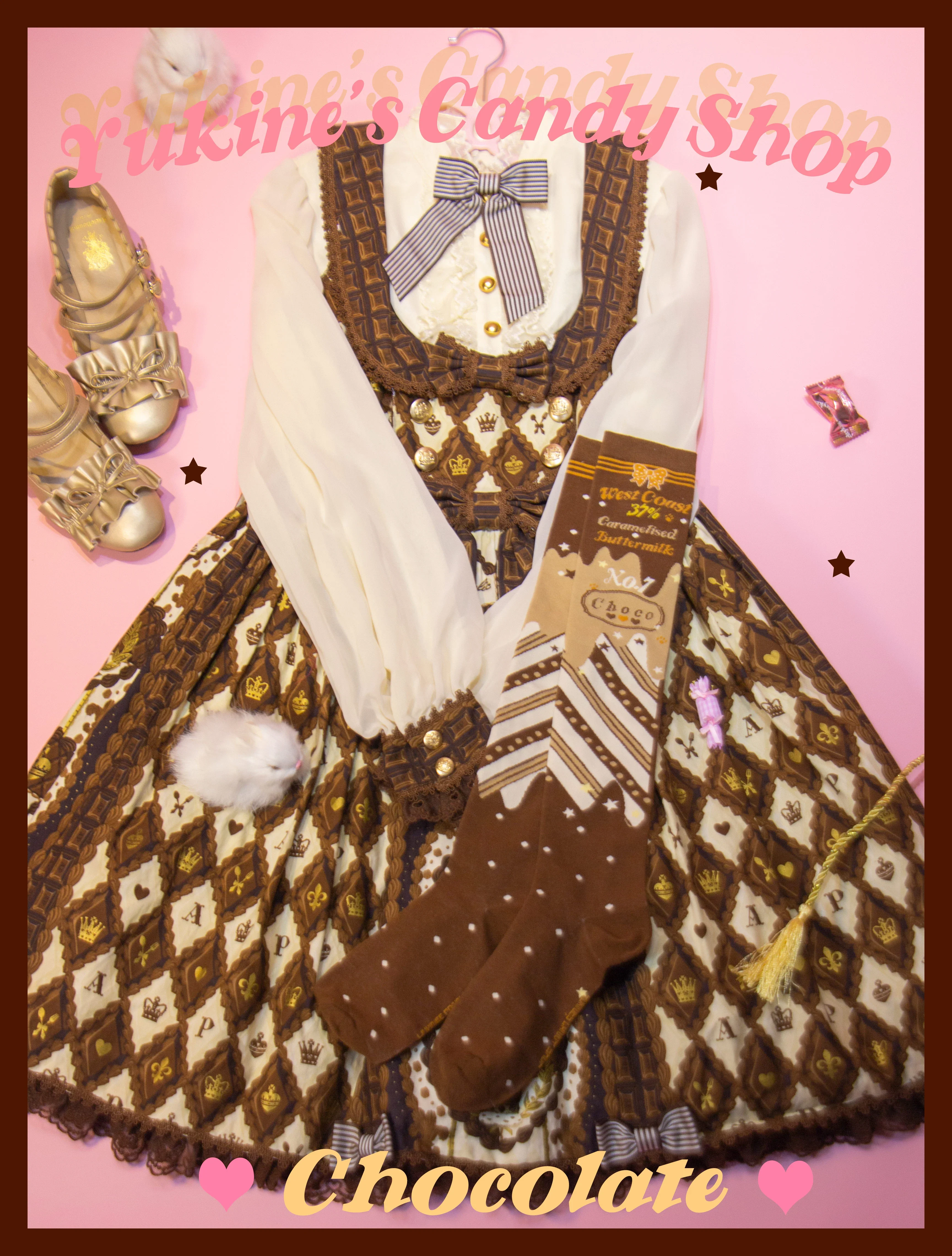 Kawaii Lolita Chocolate Color Cotton Socks - Image 34