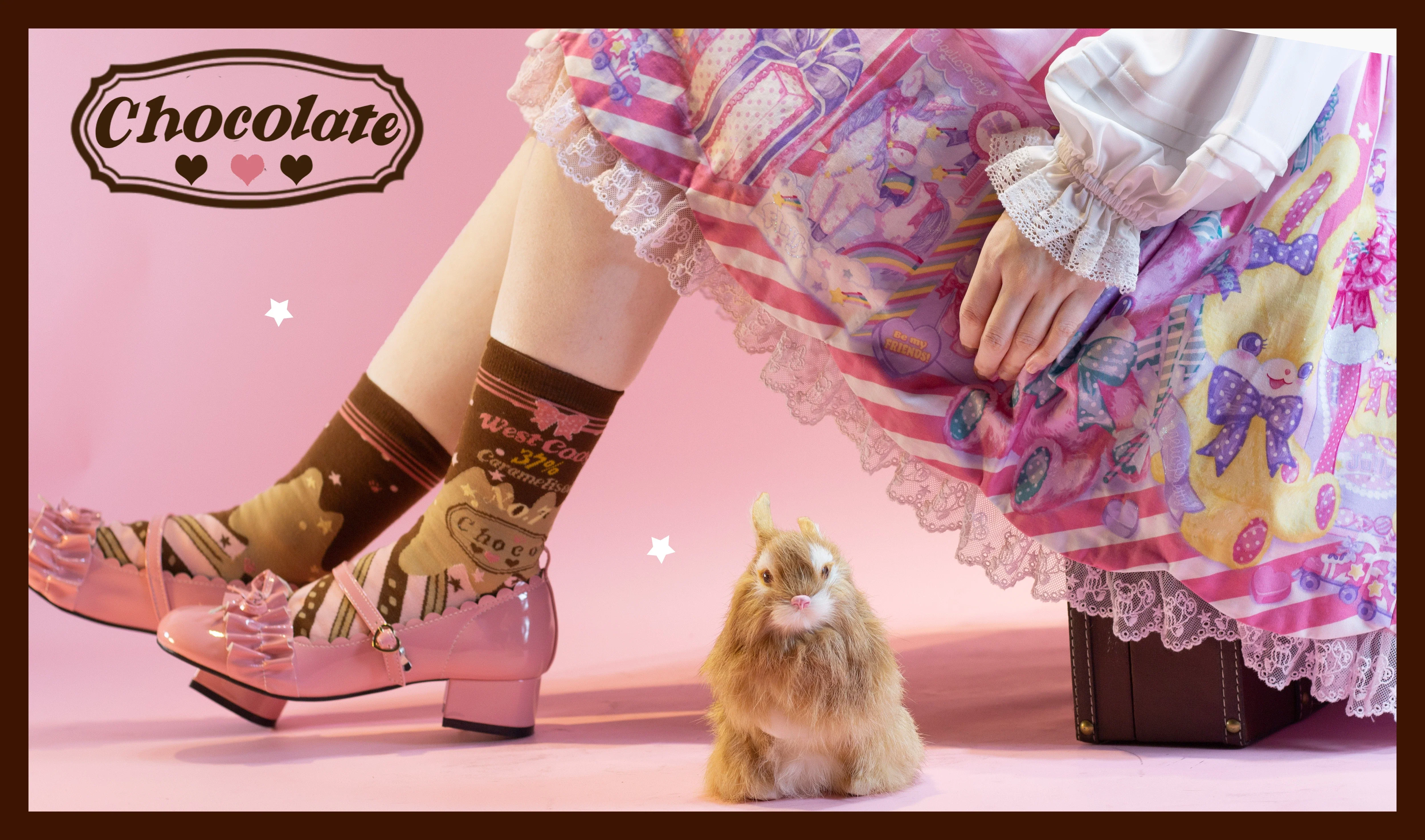 Kawaii Lolita Chocolate Color Cotton Socks - Image 35