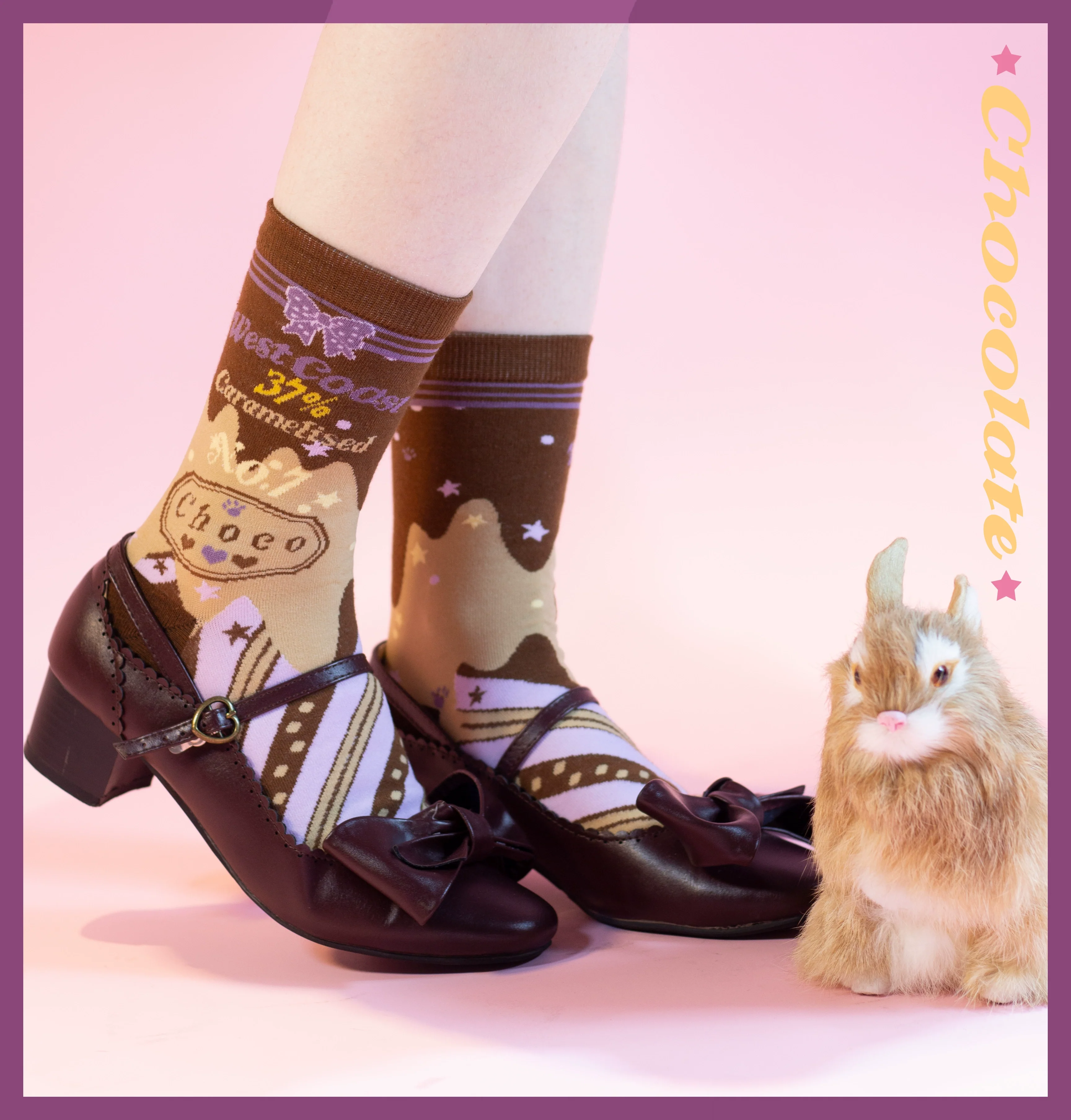 Kawaii Lolita Chocolate Color Cotton Socks - Image 40