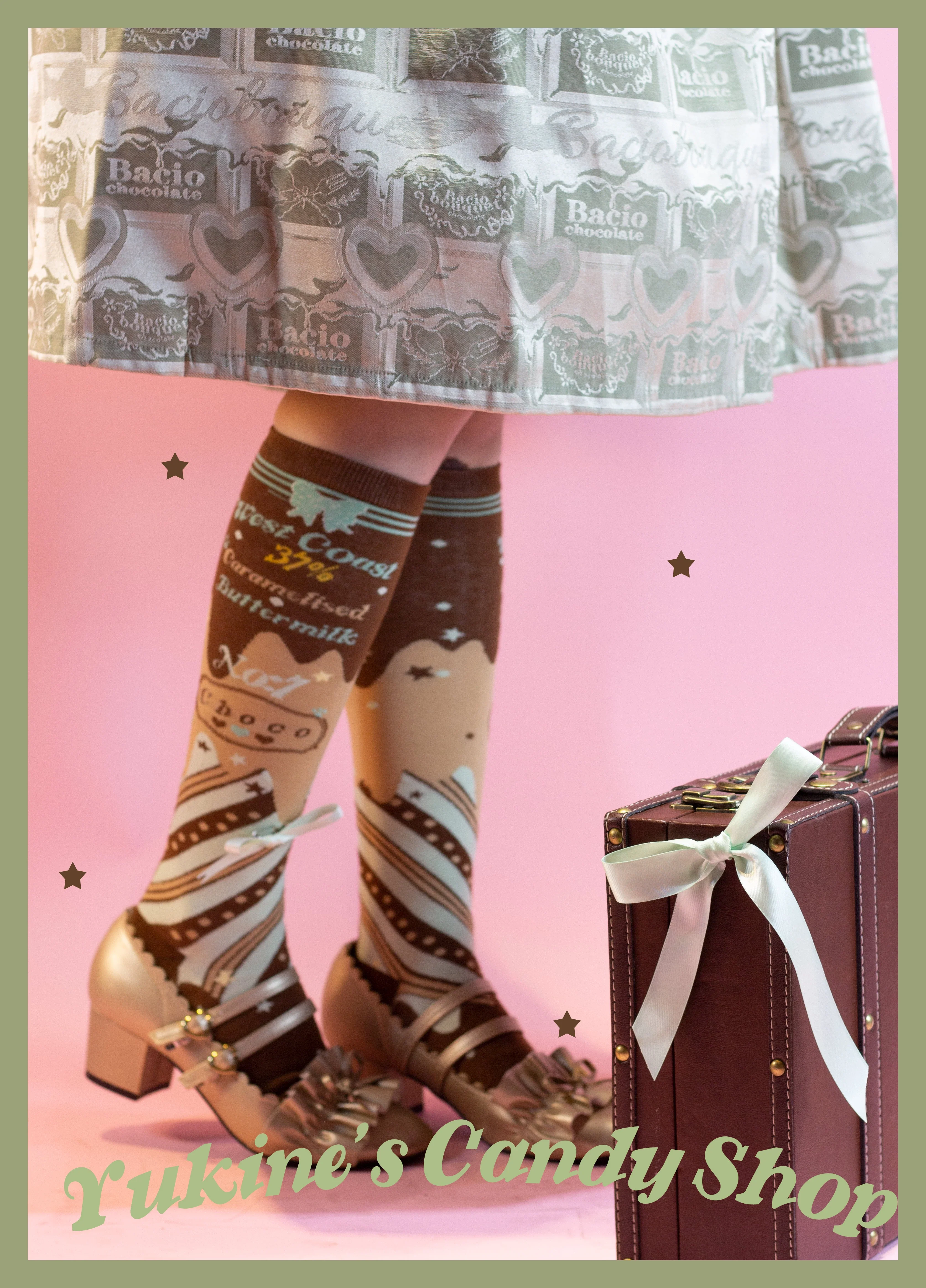 Kawaii Lolita Chocolate Color Cotton Socks - Image 48