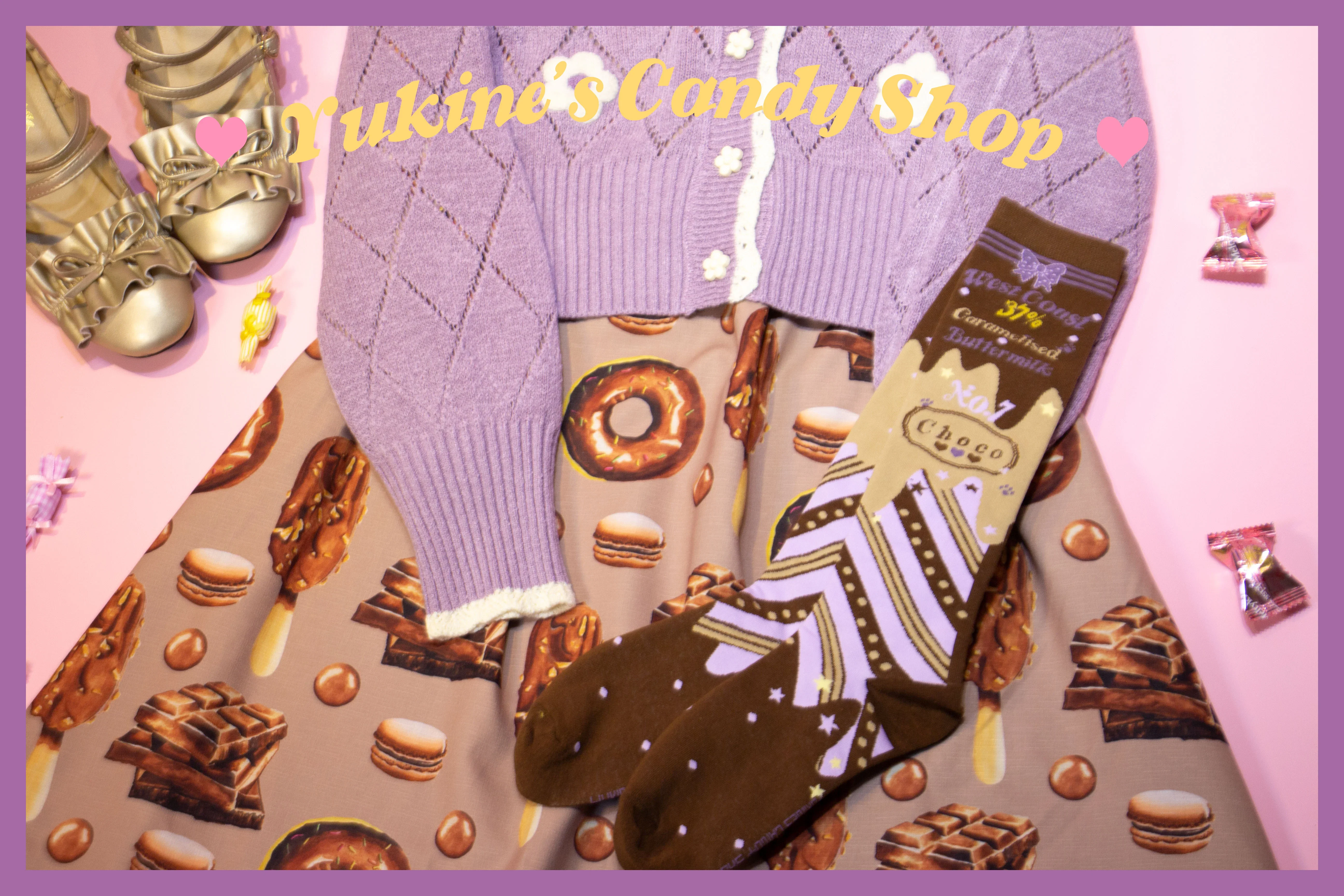 Kawaii Lolita Chocolate Color Cotton Socks - Image 49