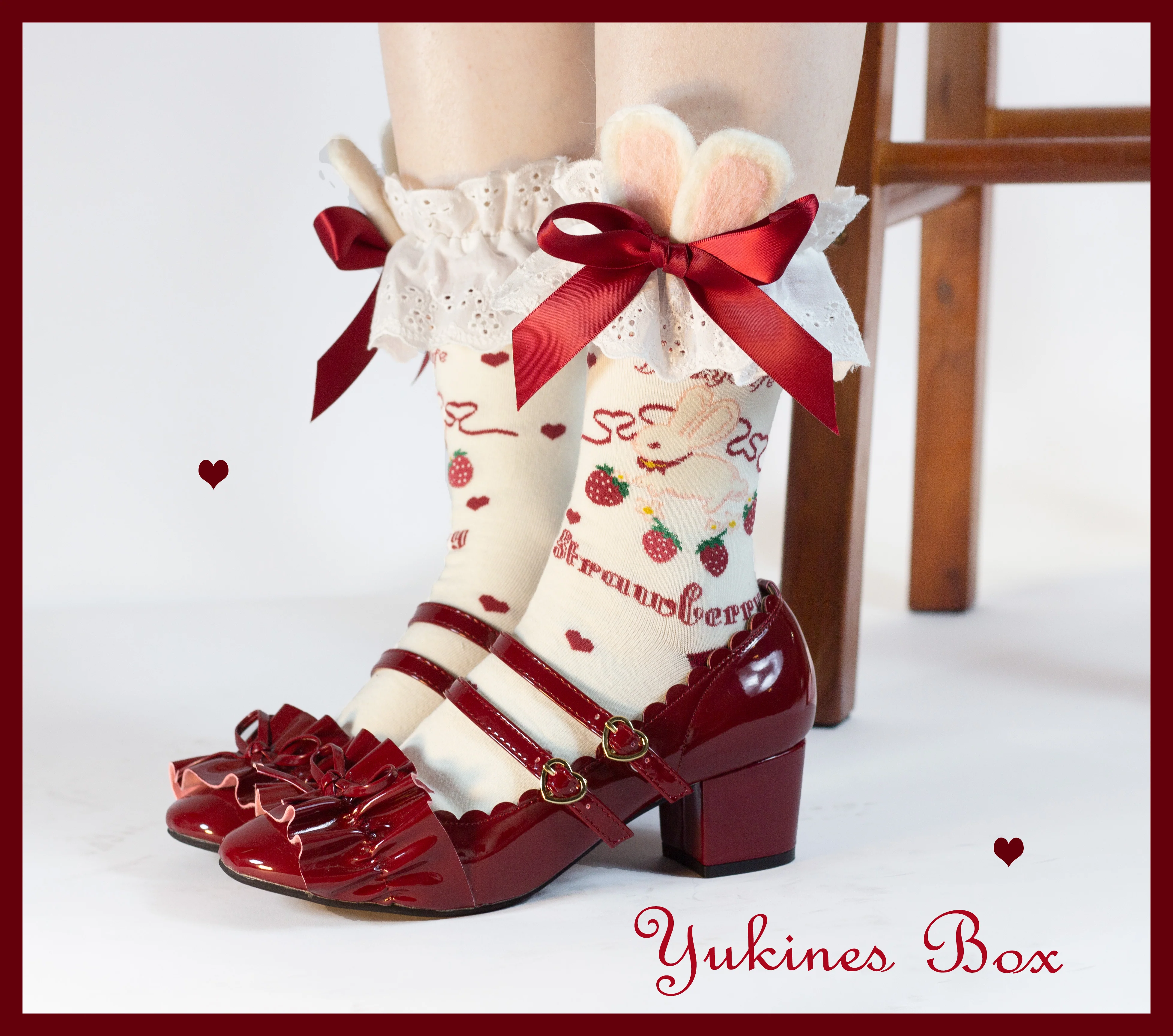 Kawaii Lolita Strawberry Bunny Print Socks - Image 14